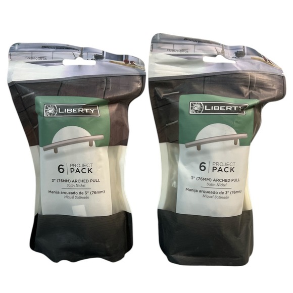 Lot 2-Liberty 6-Pack 3"‎ Arched Cabinet Drawer Pulls Satin Nickel Hardware New - Picture 1 of 3